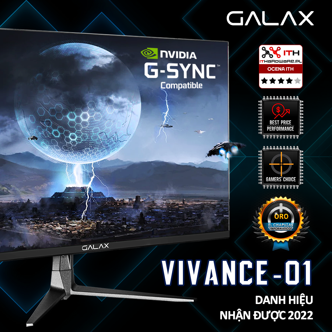 Monitor GALAX Vivance 01 2K IPS 165Hz 1ms MPRT HDR dưới 7 triệu