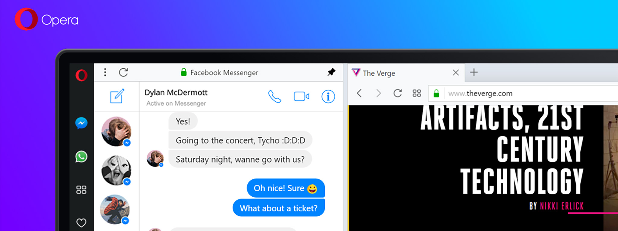 Opera Reborn: Tích hợp Messenger, WhatsApp lên sidebar, đổi giao diện, có Dark Mode
