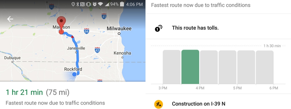 Google Maps có thể nhắc bạn thời gian nào nên đi để đỡ kẹt xe nhất