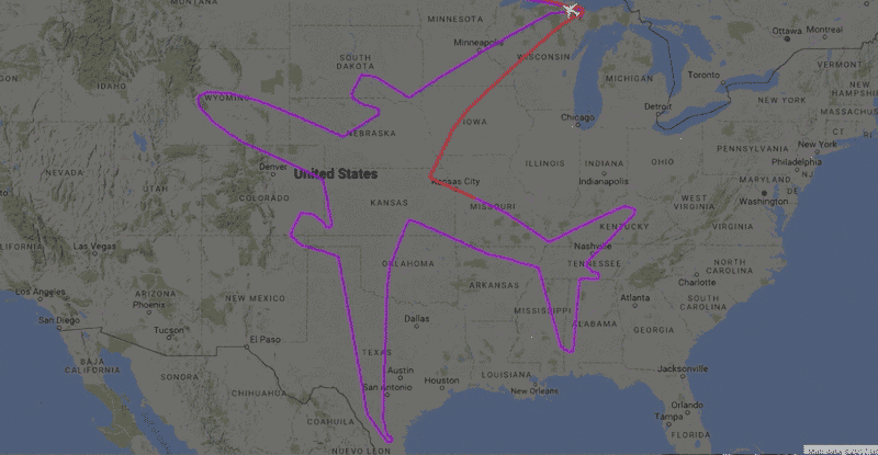 Boeing 787 vẽ hình máy bay trên bầu trời nước Mỹ với quãng đường hơn 15.000 km