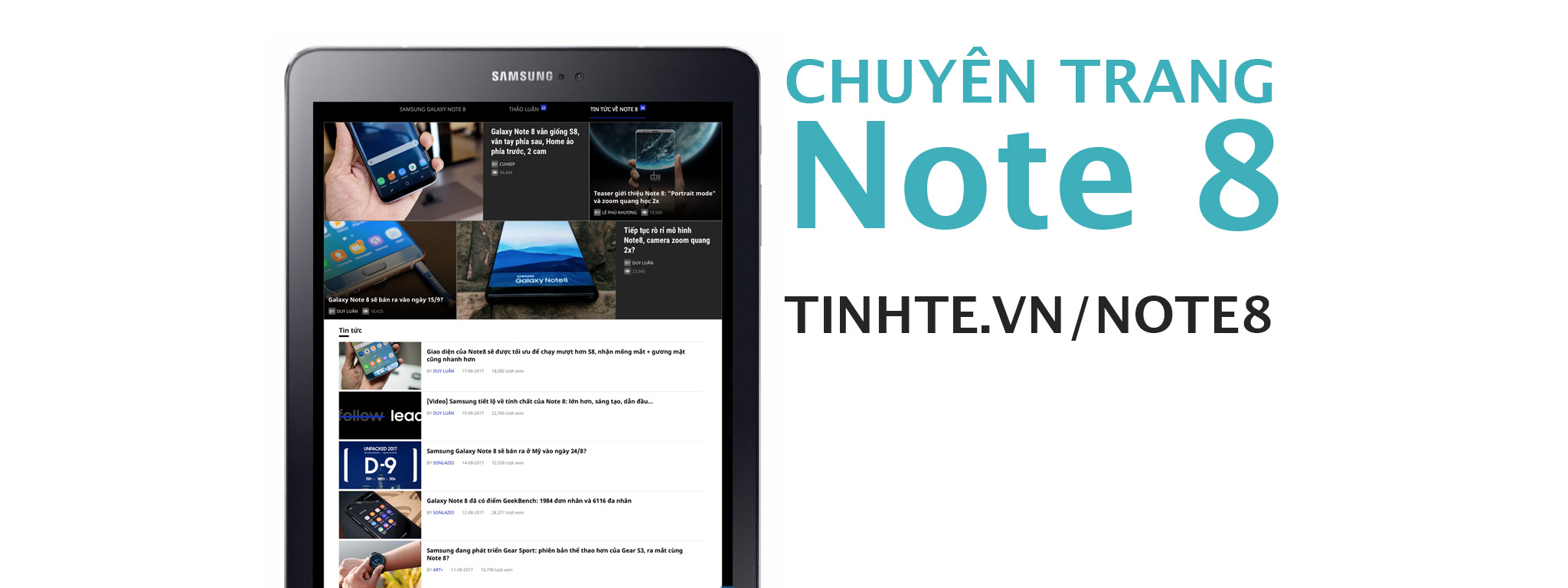 Giới thiệu chuyên trang Galaxy Note 8, chia sẻ và trúng thưởng