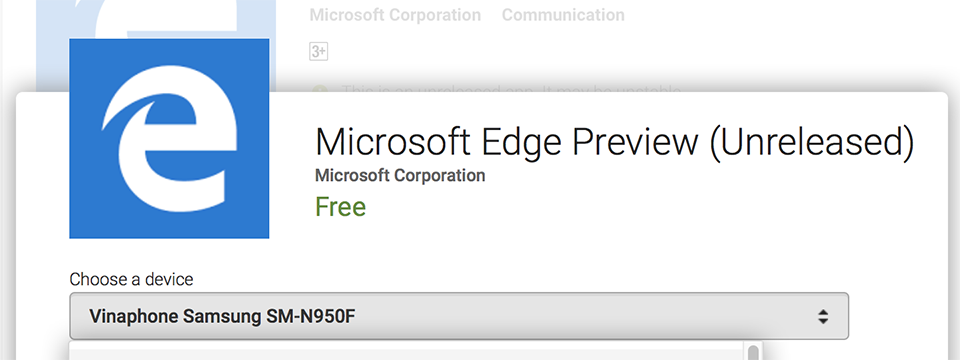 Đã có thể tải về trình duyệt Microsoft Edge beta trực tiếp từ Play Store