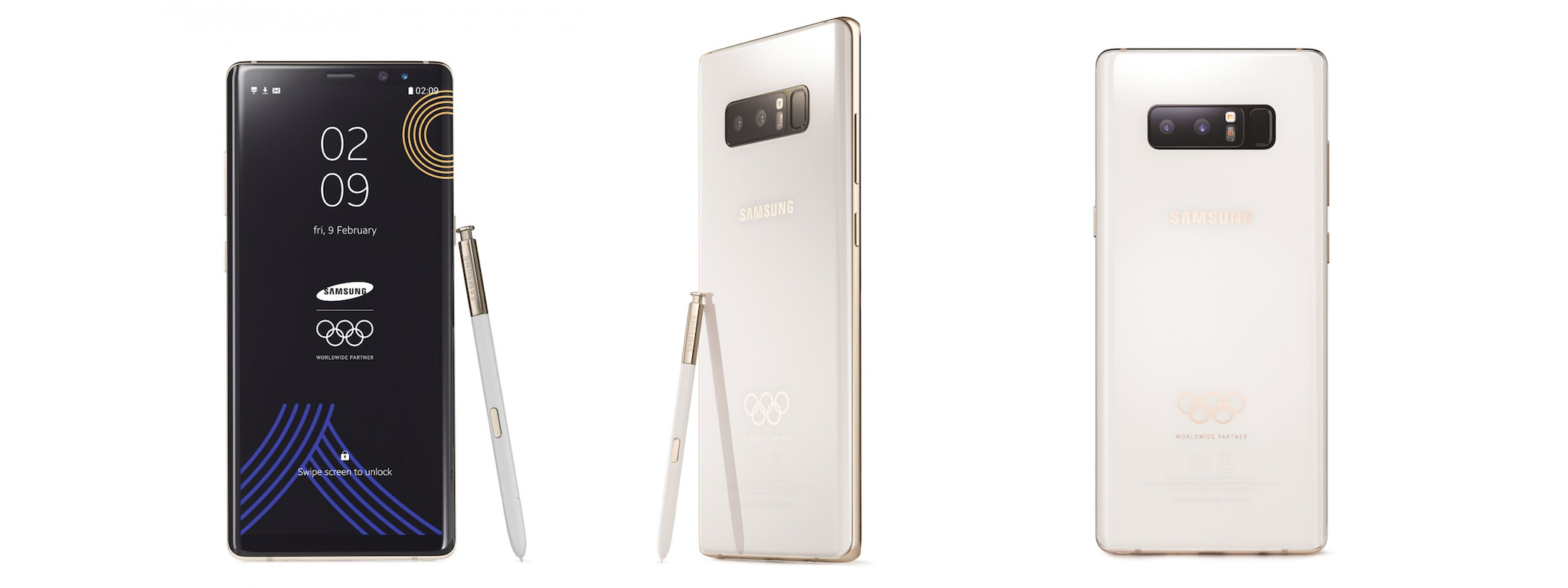 Samsung giới thiệu Note8 dành cho Olympic mùa đông với mặt lưng trắng, viền vàng