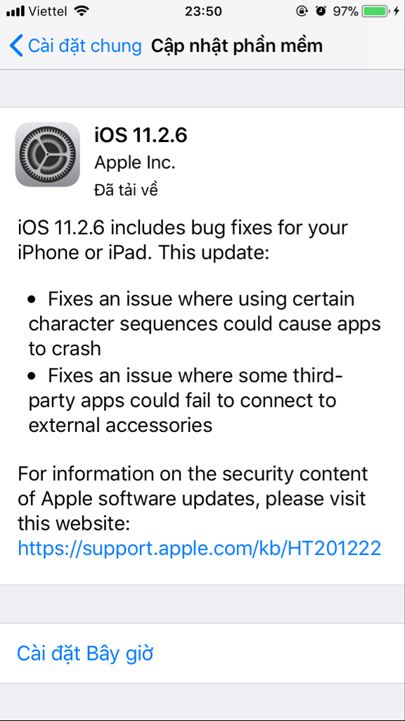 IOS có bản update 11.2.6