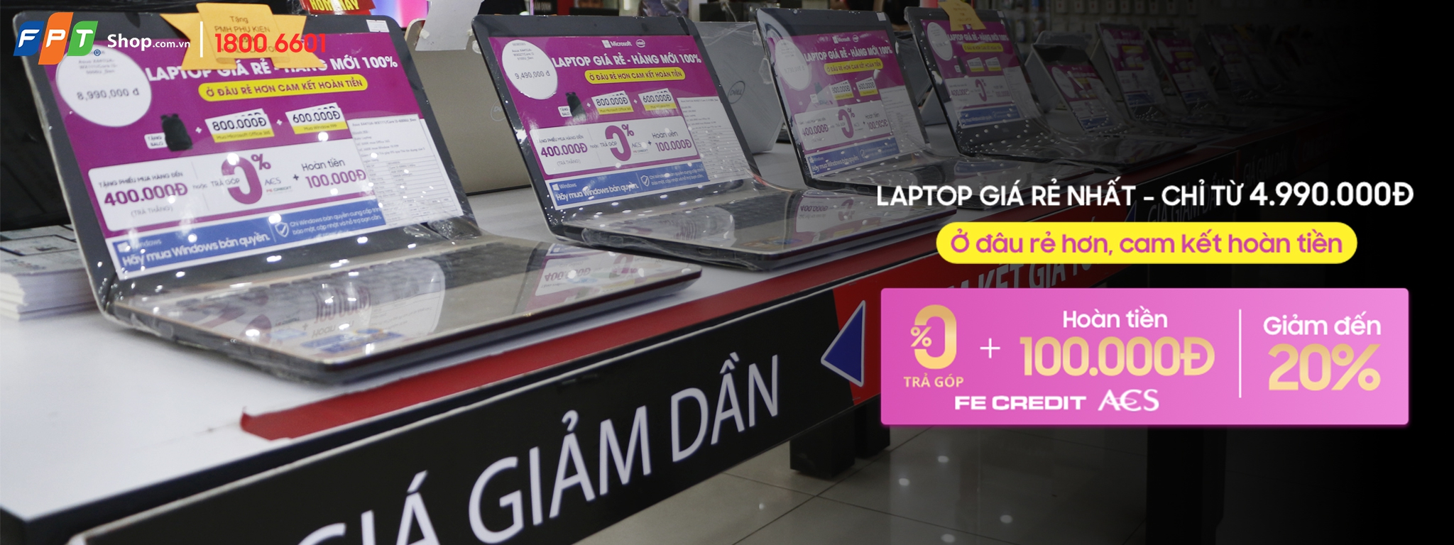 [QC] FPT Shop cam kết “Laptop giá rẻ - Ở đâu rẻ hơn, hoàn lại tiền”