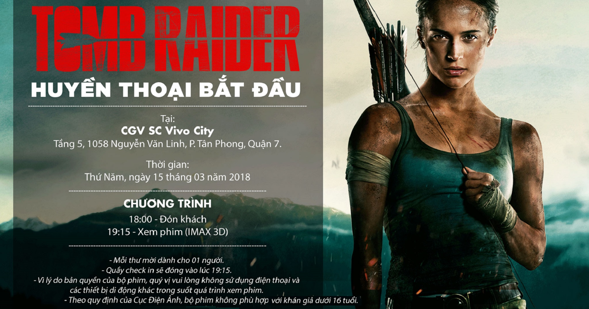 [SG] Tặng vé dự công chiếu phim Tomb Raider: 18h thứ Năm ngày 15/3