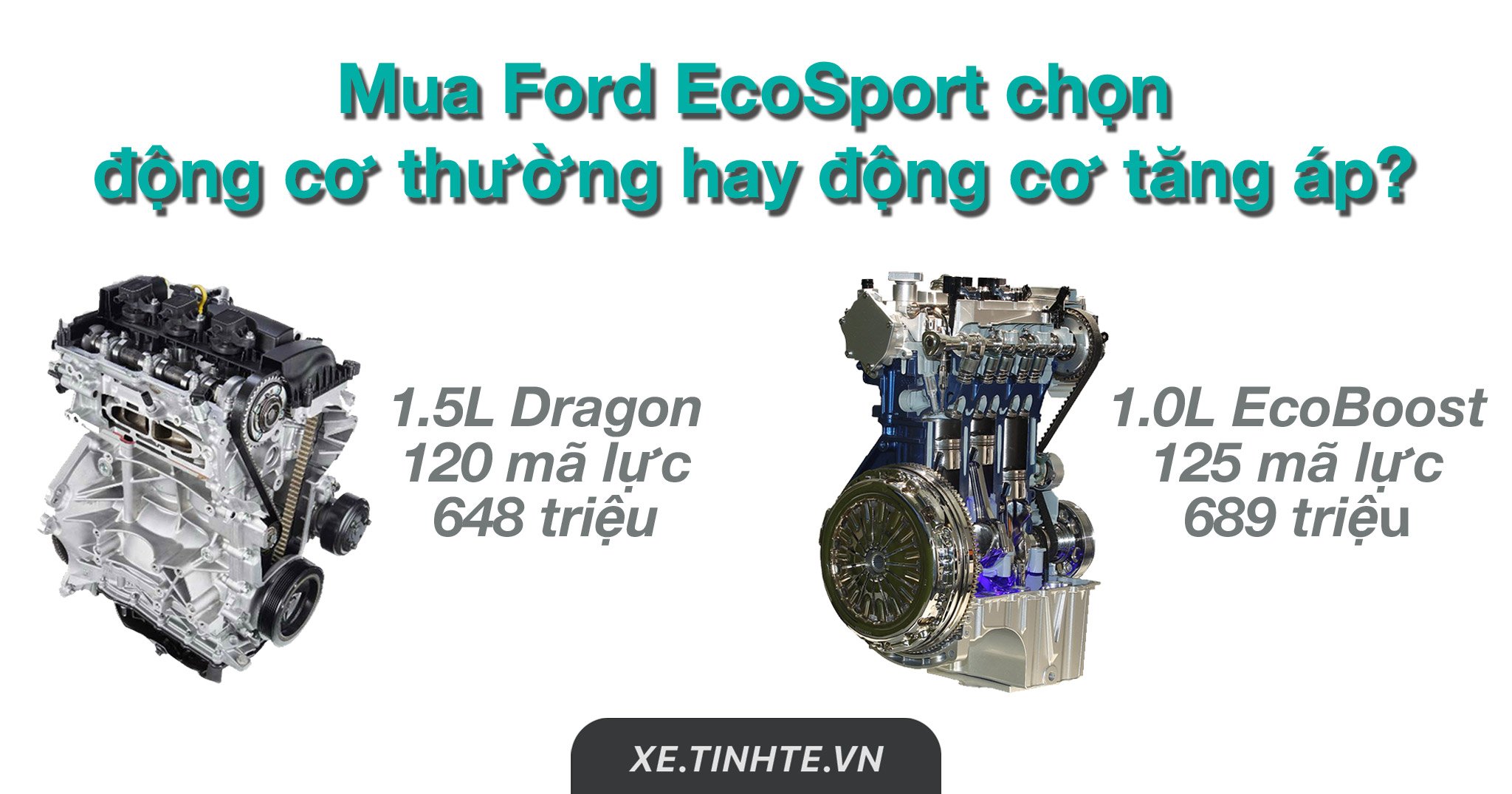 Ford EcoSport 2018 chọn động cơ Dragon 1.5 hay tăng áp Ecoboost 1.0: chênh lệch 5 mã lực và 41 triệu