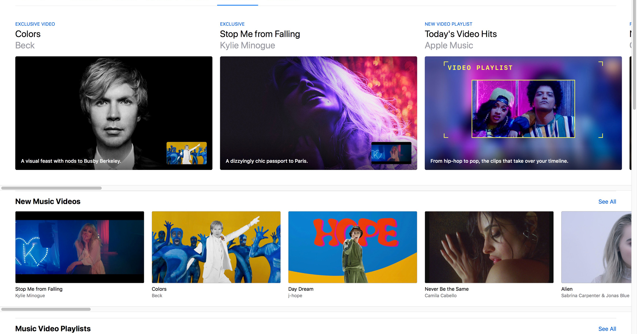 Apple Music đã có mục "Music Video" để xem các video ca nhạc