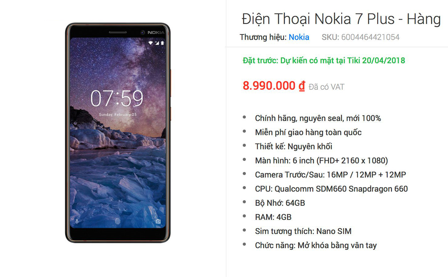 Nokia 7 Plus chính hãng có giá 8,99 triệu đồng, anh em có mua không?