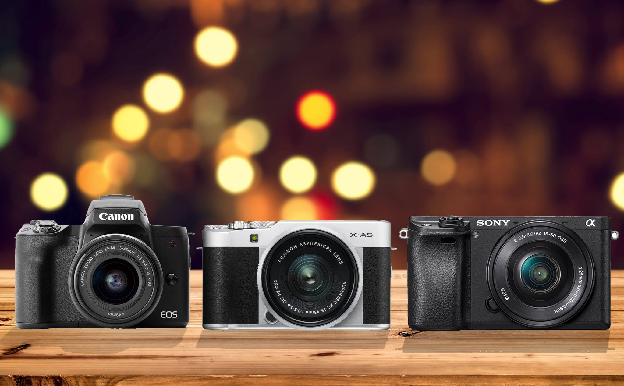 So sánh thông số kỹ thuật: Canon EOS M50, Fuji X-A5, và Sony Alpha a6300