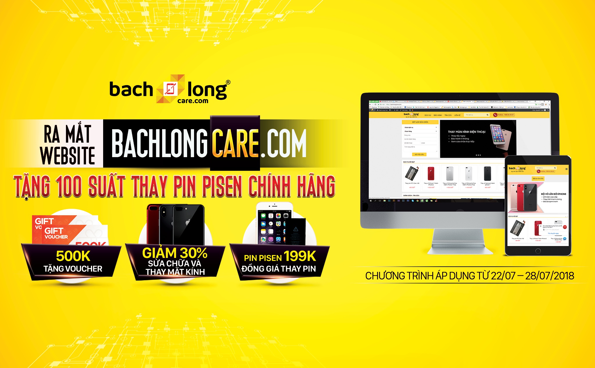 [QC] Tặng 100 suất thay pin iPhone (Pisen chính hãng) – Mừng ra mắt website bachlongcare.com