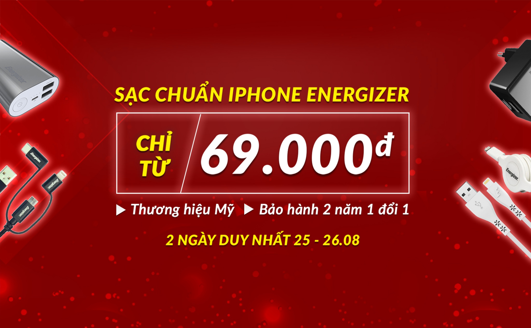 [QC] Backtoschool duy nhất 2 ngày - sạc chuẩn iPhone Energizer siêu bền chỉ 69.000đ