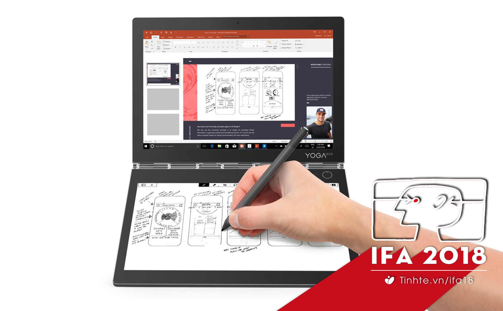 #IFA18: Lenovo Yoga Book C930: laptop 2 màn hình (màn hình phụ dùng E Ink), không quạt, 1000$
