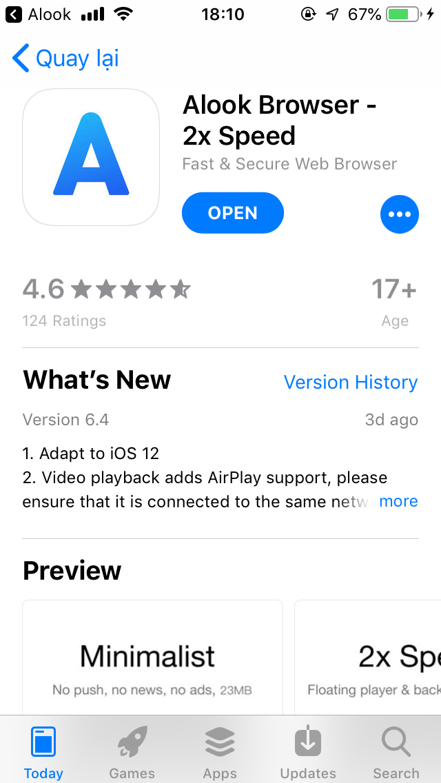 ALook Browser - 2x Speed đang miễn phí tới 7/10/2018