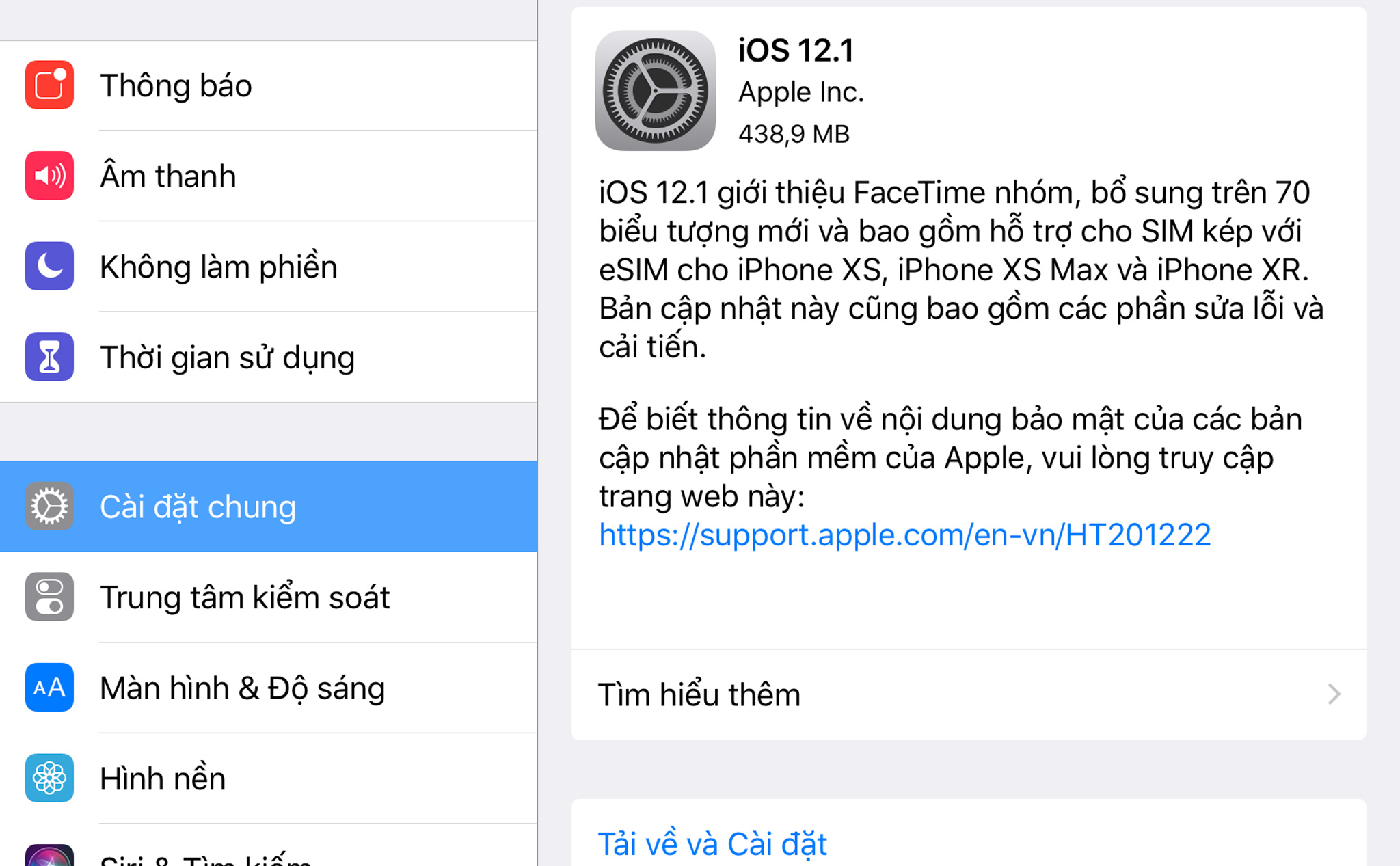 Phiên bản iOS 12.1 chính thức được thông báo cập nhật sau sự kiện Apple