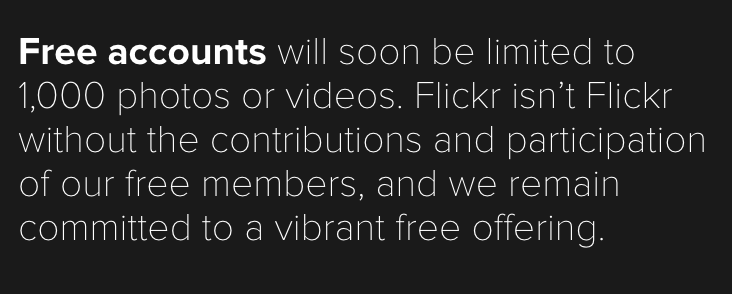 flickr không còn upload thoải mái nữa, chỉ còn 1000 hình hay videos, anh em biết dịch vụ nào thay...