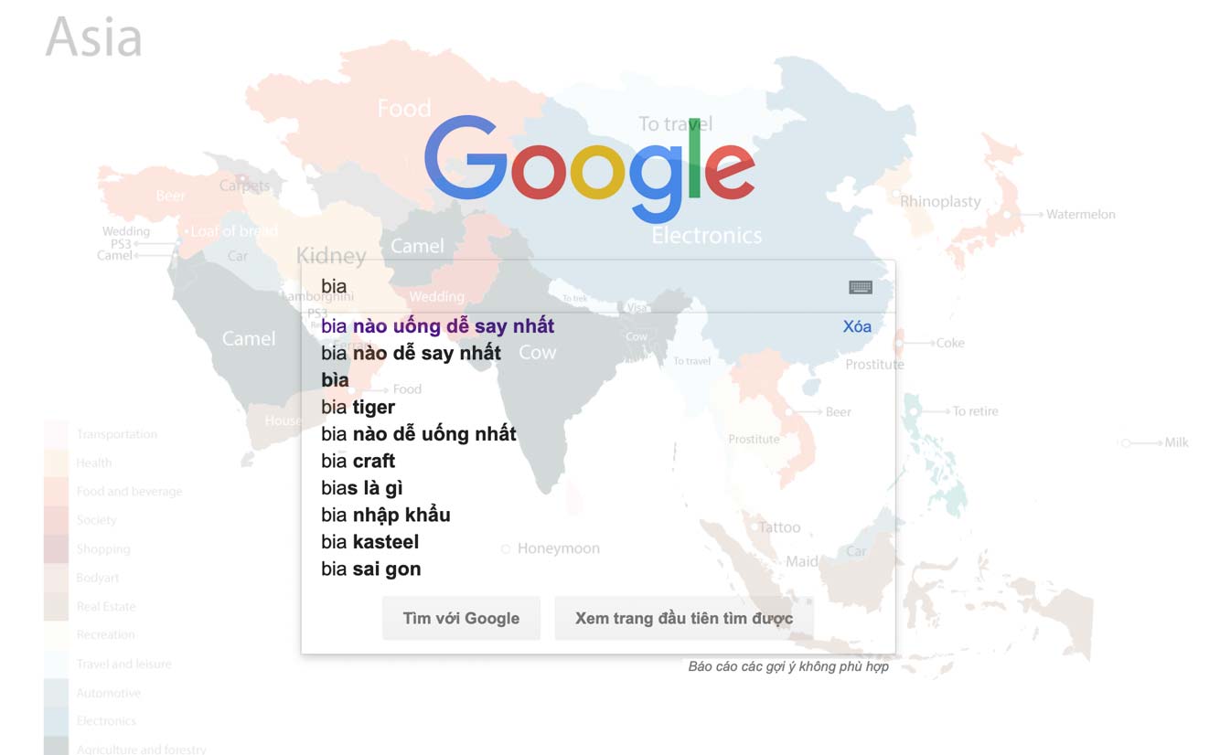 Các từ khóa hay được tìm nhất trên Google dựa theo hãng Fixr.com