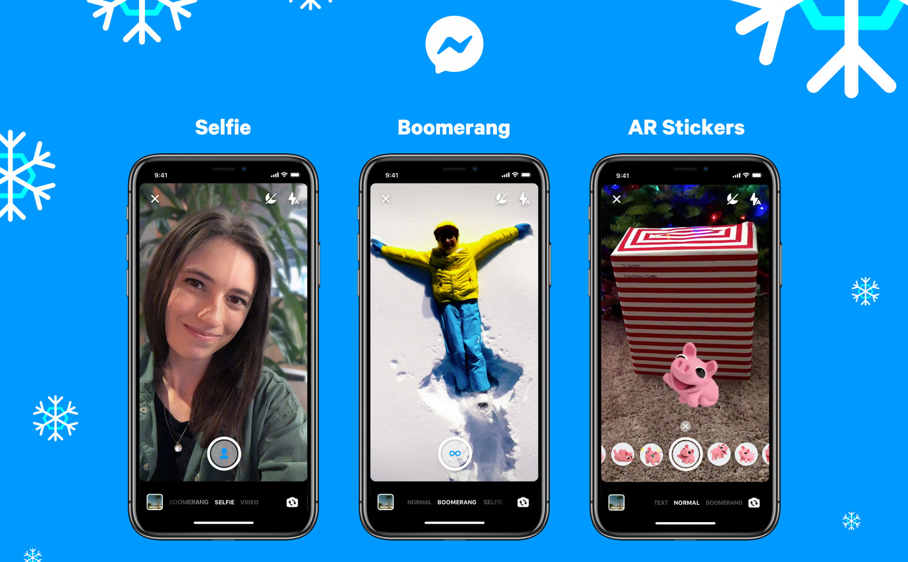 Facebook cập nhật tính năng Boomerang, selfie xóa phông và sticker AR cho Messenger