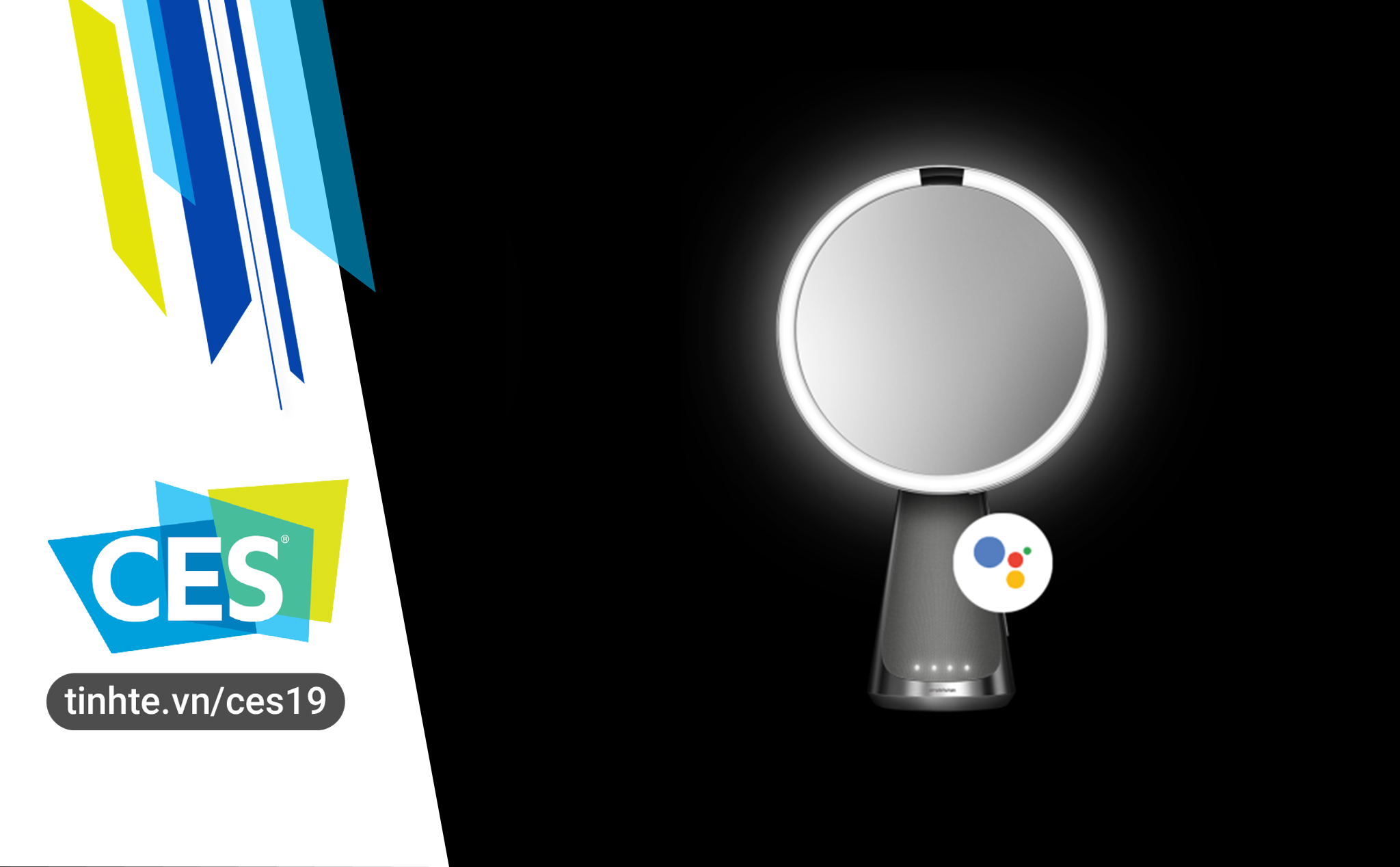 #CES19: Simplehuman Sensor Mirror Hi-Fi - gương thông minh có Google Assistant, đèn LED, chơi nhạc
