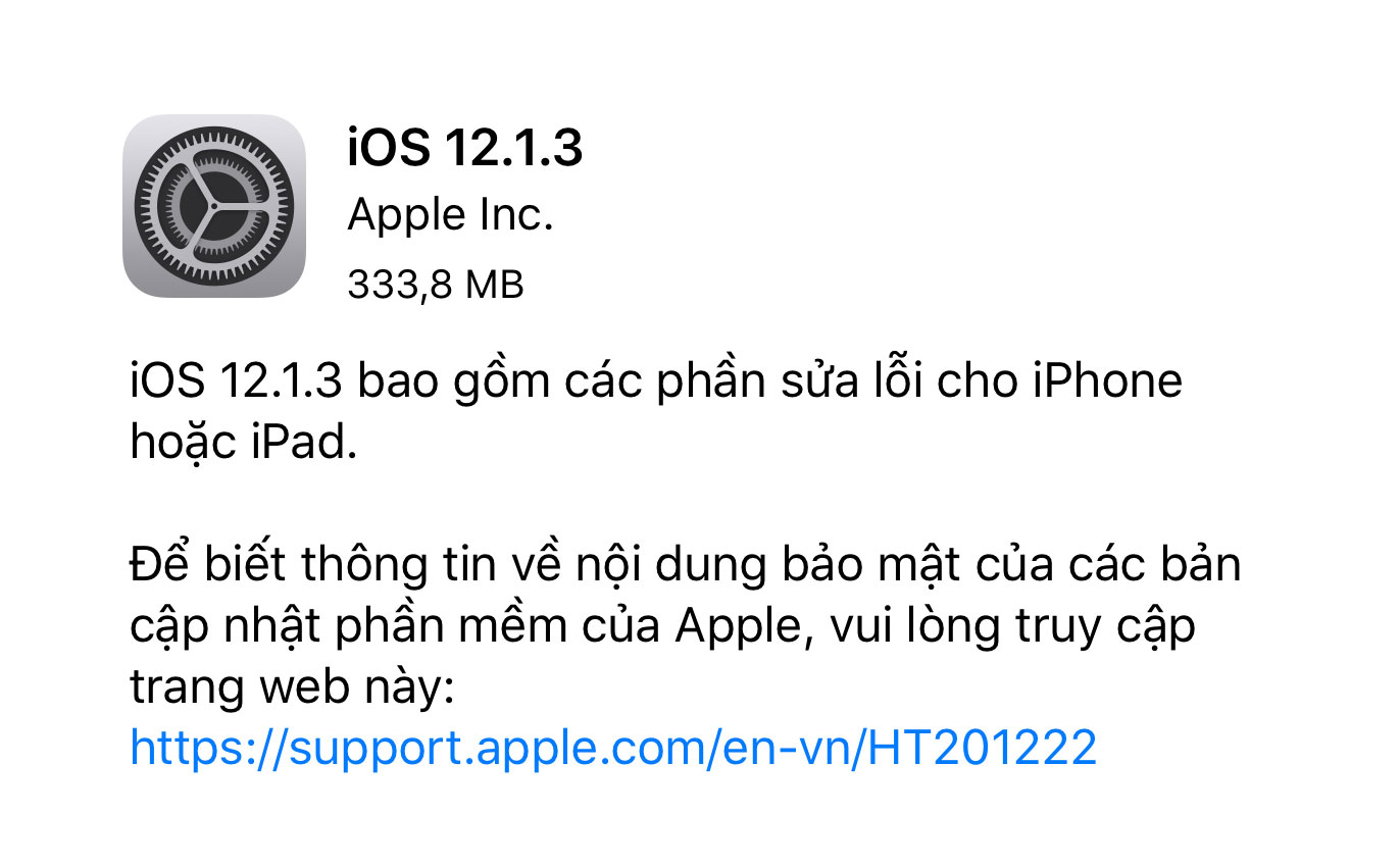 Đã có iOS 12.1.3 sửa nhiều lỗi cho iPhone, iPad, HomePod, tải về nào anh em