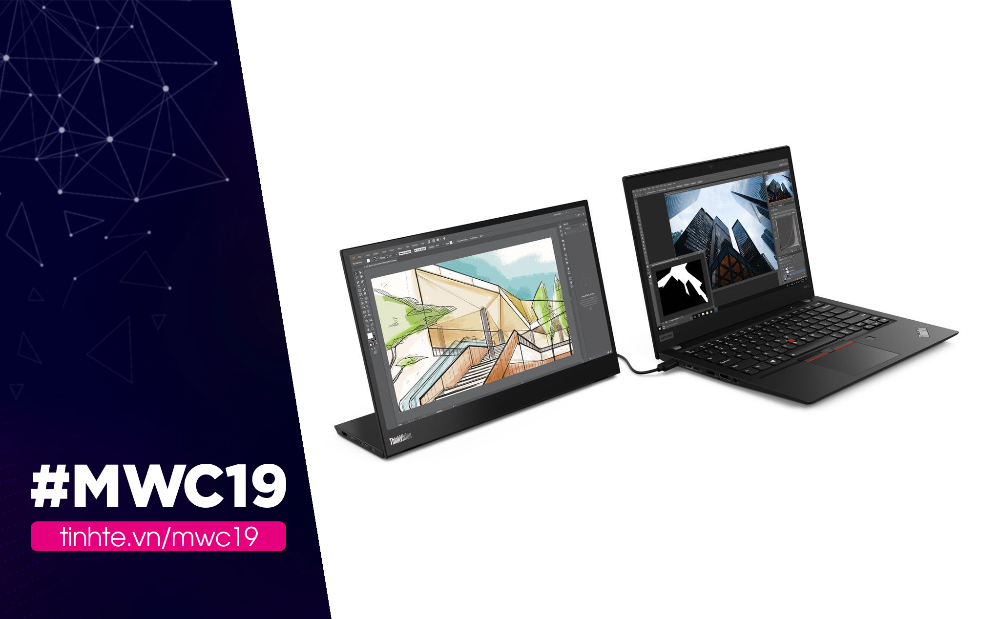 #MWC19: Một set đồ Lenovo mới ra mà bạn có thể mua: laptop X390, màn hình M14 và tai nghe X1 ANC
