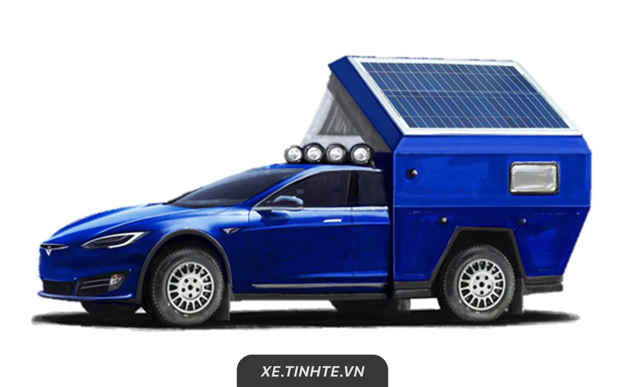 Tesla Model S được độ thành nhà di động, có pin năng lượng mặt trời, giường ngủ và toilet
