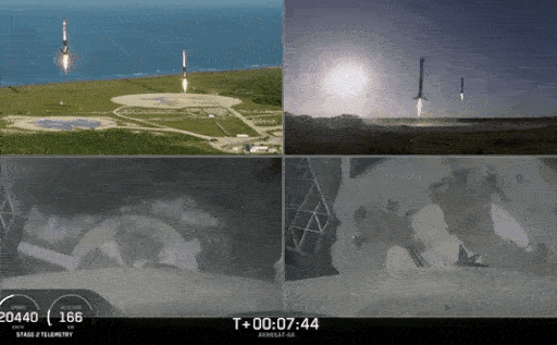 SpaceX lần đầu tiên hạ cánh 3 lõi của tên lửa Falcon Heavy về lại mặt đất sau khi hoàn thành sứ mệnh