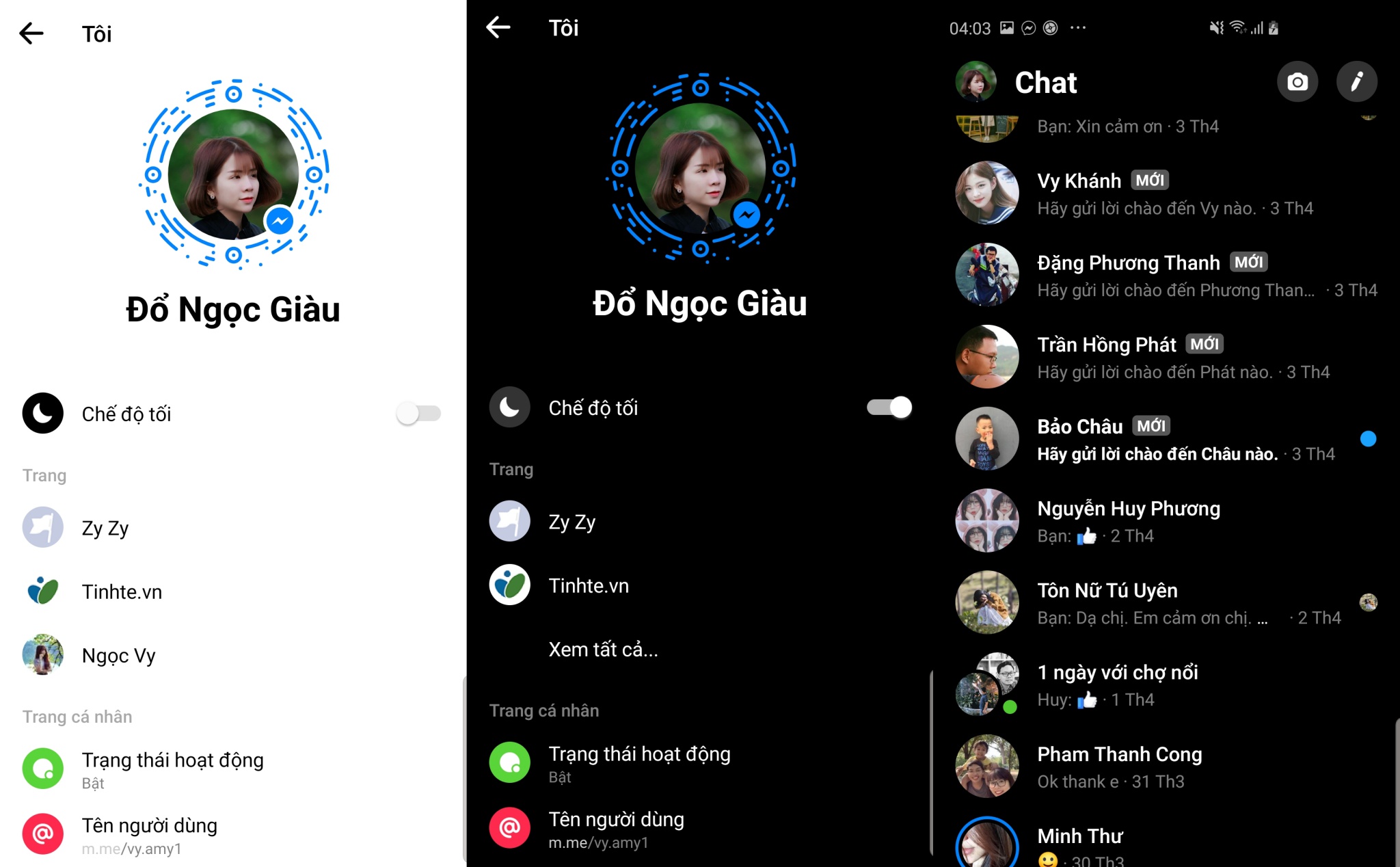 Dark Mode cho Messenger đã chính thức ra mắt, có sẵn trong cài đặt mà không cần gửi emoji mặt trăng
