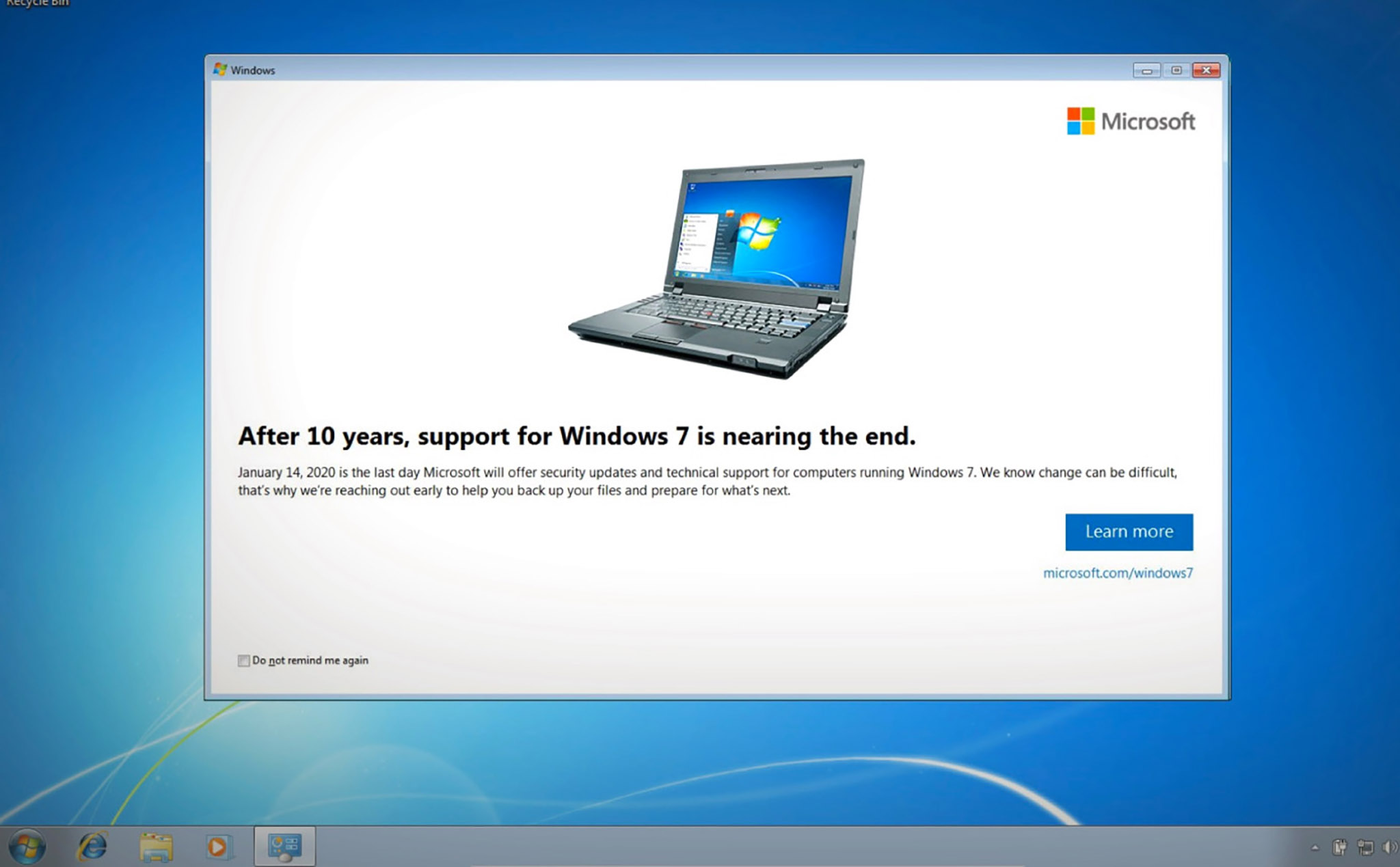 Microsoft sẽ phát thông báo nhắc nhở ngưng hỗ trợ Windows 7 từ tháng tới