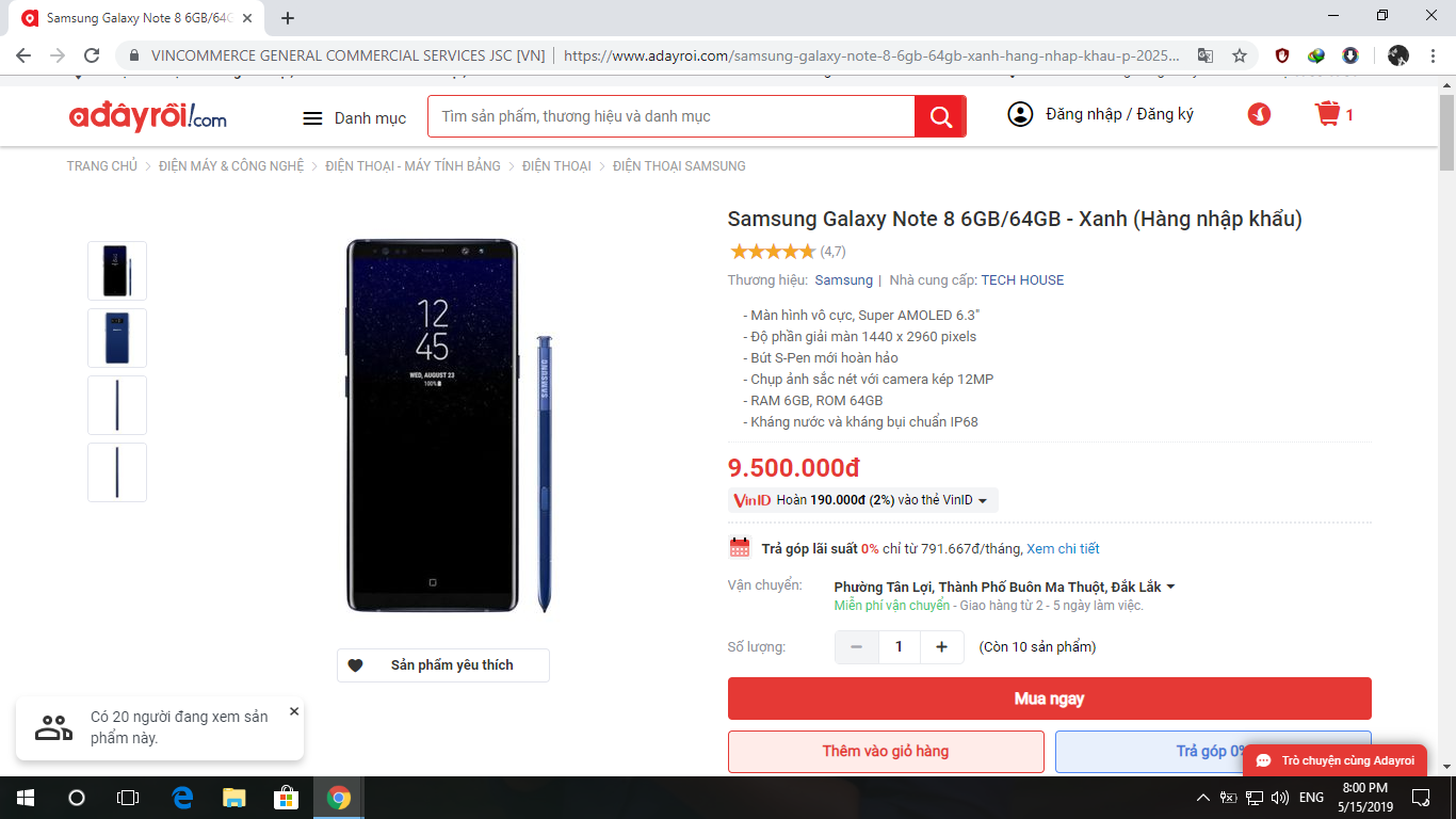 Có nên mua Galaxy Note 8 màu xanh nhập khẩu Hàn không?