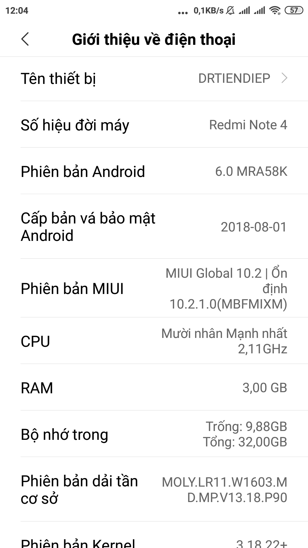 Xiaomi Redmi Note 4 Mtk đang ở 10.2.1 có hạ được xuống 8.1.7 gloval stable không anh, em?