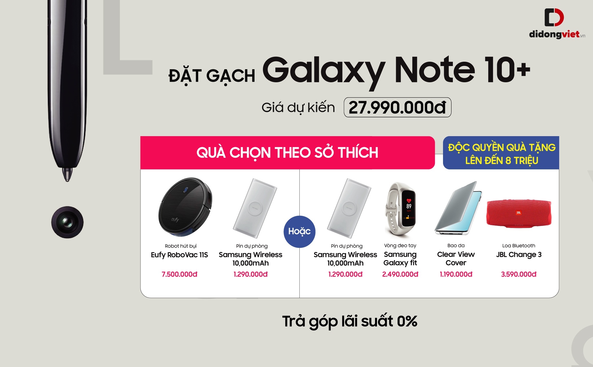 [QC] Đặt gạch Galaxy Note 10 tại Di Động Việt, nhận quà cực xịn lên đến 8 triệu đồng