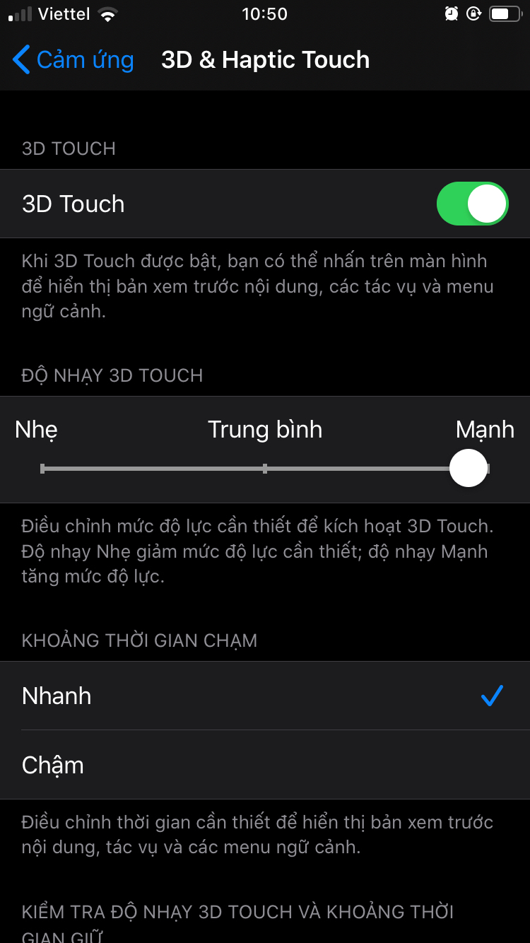 Iphone 6s của mình vẫn còn 3D touch đây, mình vẫn cảm thấy được sự khác nhau của lực nhấn khi sử dụ