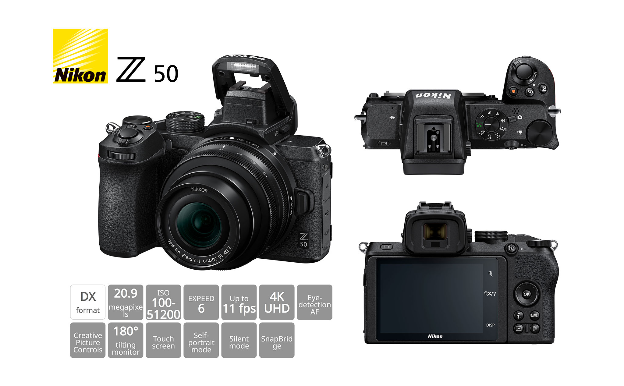 Nikon công bố Z50: phiên bản thu nhỏ của Z6/Z7, cảm biến APS-C, không chống rung thân máy