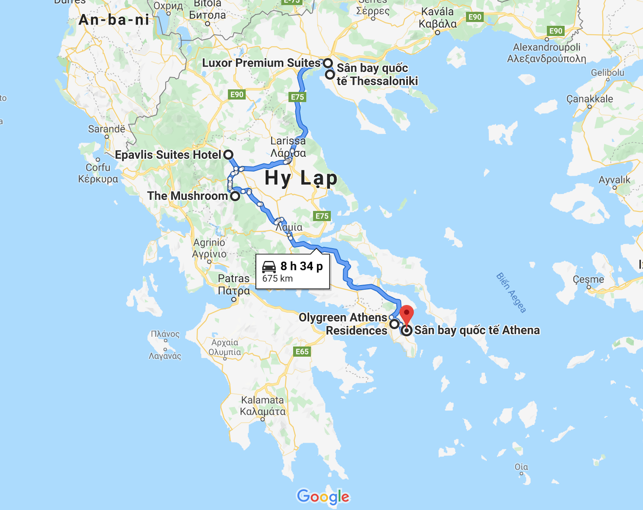 Đang tải Lộ trình các điểm từ Thessaloniki về Athens.png…