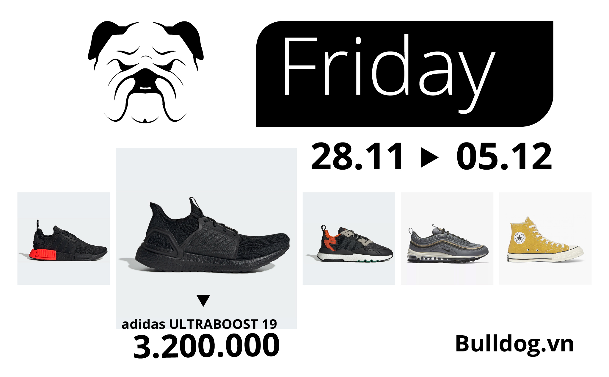 [QC] Bulldog Friday: UltraBoost 19 còn 3tr2, và toàn bộ sản phẩm có sẵn khác