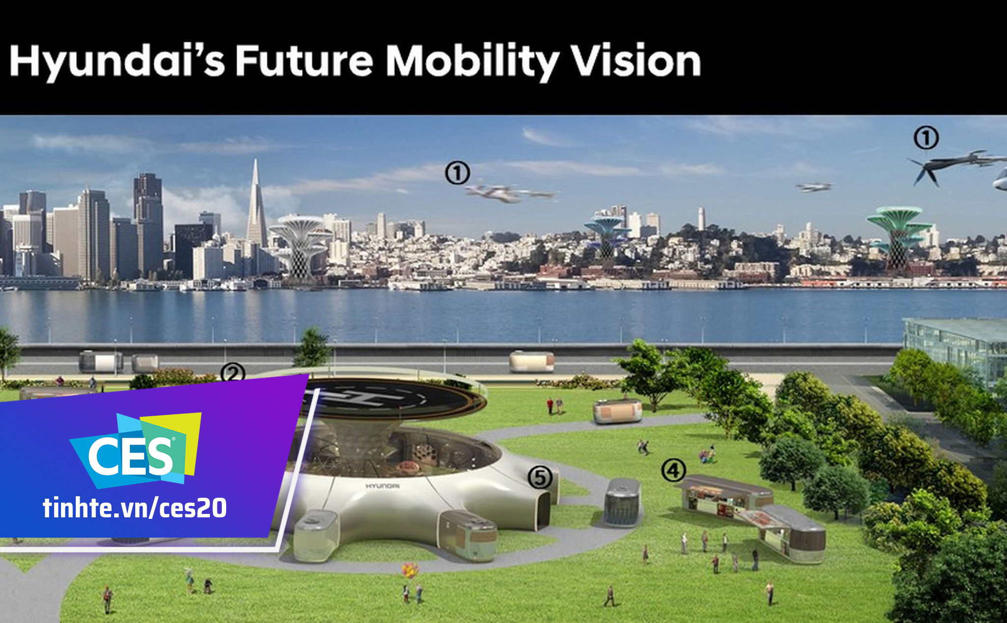 #CES20: Hyundai đưa ra ý tưởng về thành phố tương lai với phương tiện di chuyển trên không