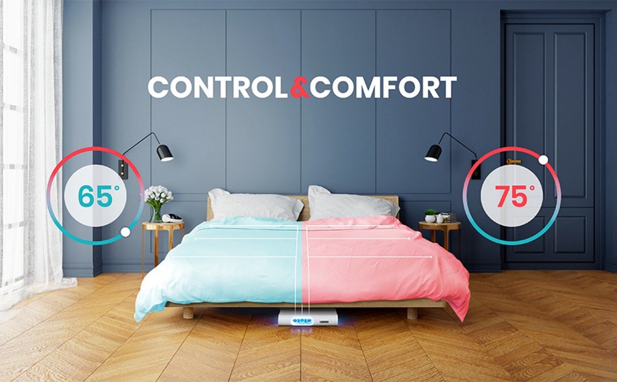 Smartduvet, bộ chăn ga tự gấp, có chế độ điều hòa giường phân vùng riêng biệt, có kết nối wifi