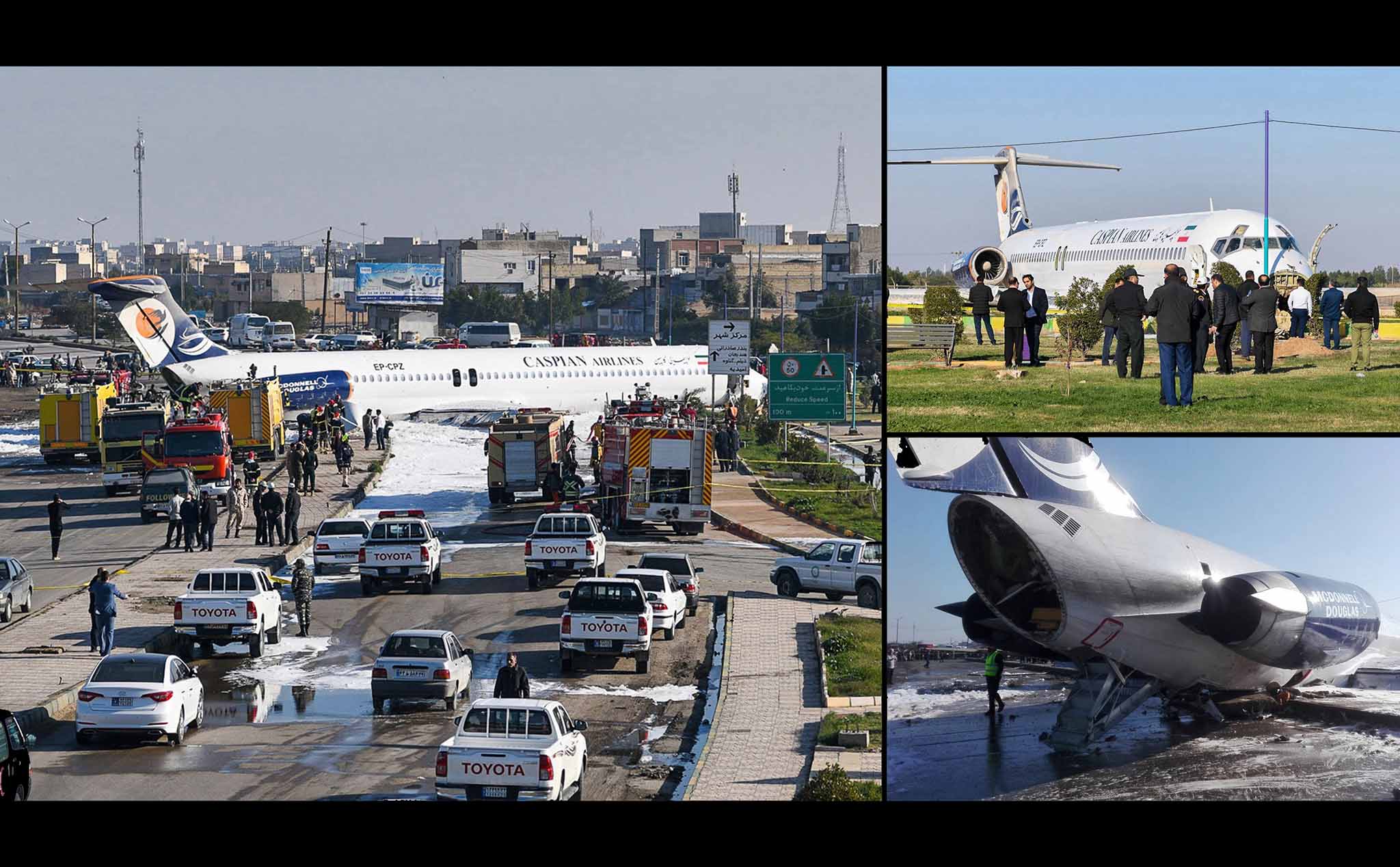 Máy bay trượt khỏi đường băng khi hạ cánh ở Iran, 135 người may mắn thoát chết
