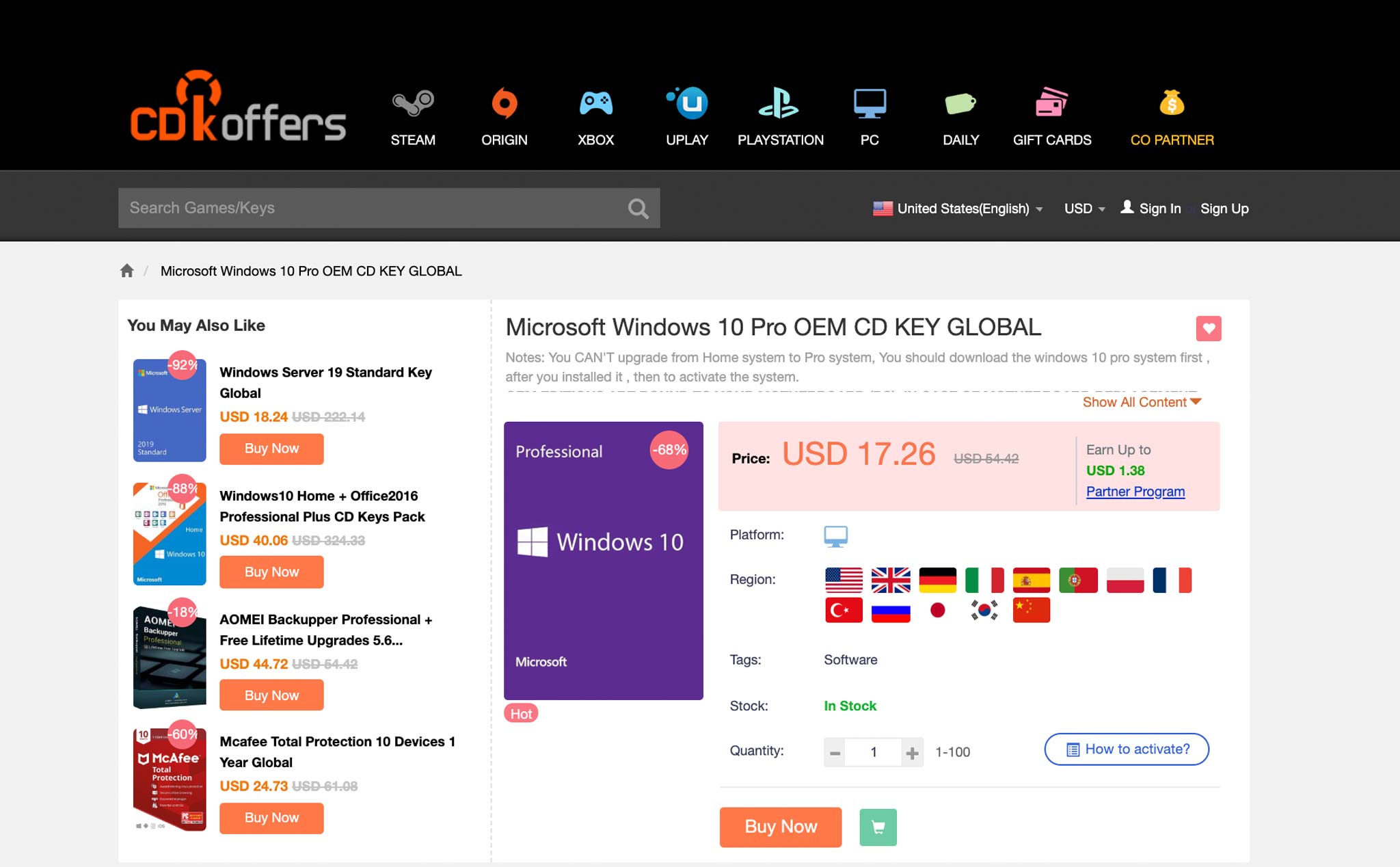 Tặng code giảm giá 20% khi mua bản quyền Windows 10, Office tại cdkoffers: giá từ $13,81