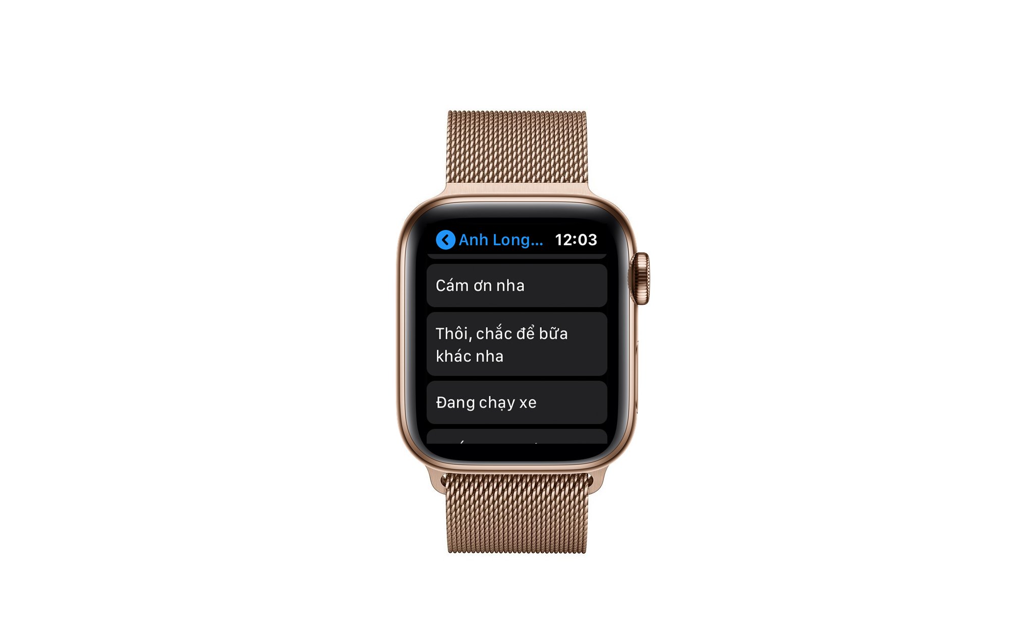 Cách tự custom tin nhắn trả lời trên Apple Watch