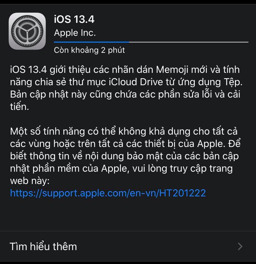 Apple chính thức tung ra iOS 13.4 với nhiều thay đổi, dung lượng cũng khá nặng đến gần 900MB