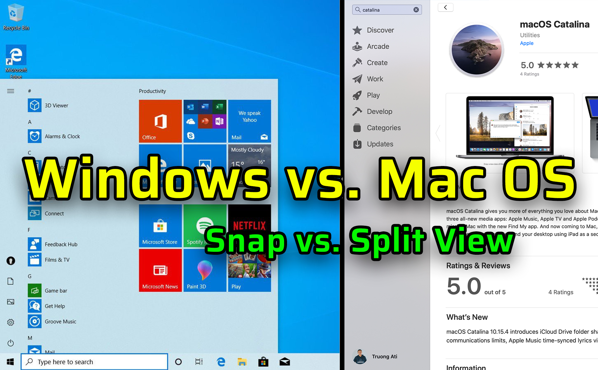 Chia cửa sổ trên Windows ngon hơn Mac OS ? Snap vs. Split View