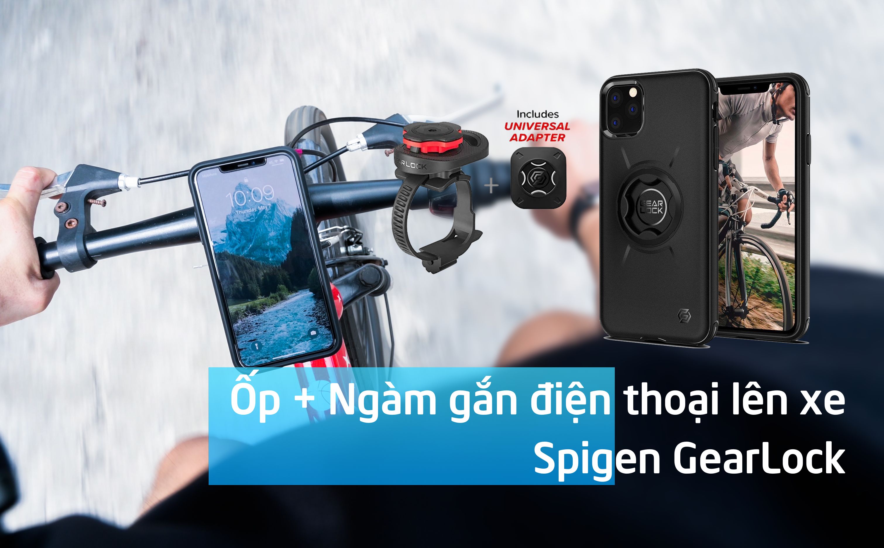 Trên tay bộ ốp và ngàm gắn điện thoại lên xe đạp Spigen GearLock: Chắc chắn, dễ gắn, giá dễ mua
