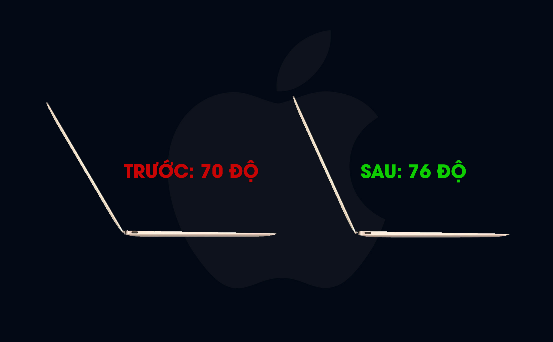 Apple chỉnh góc nghiêng MacBook trưng bày trong Apple Store thành 76 độ