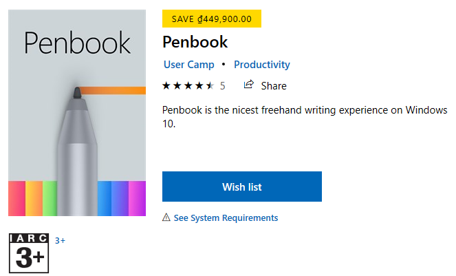 Penbook trên windows 10 đang free