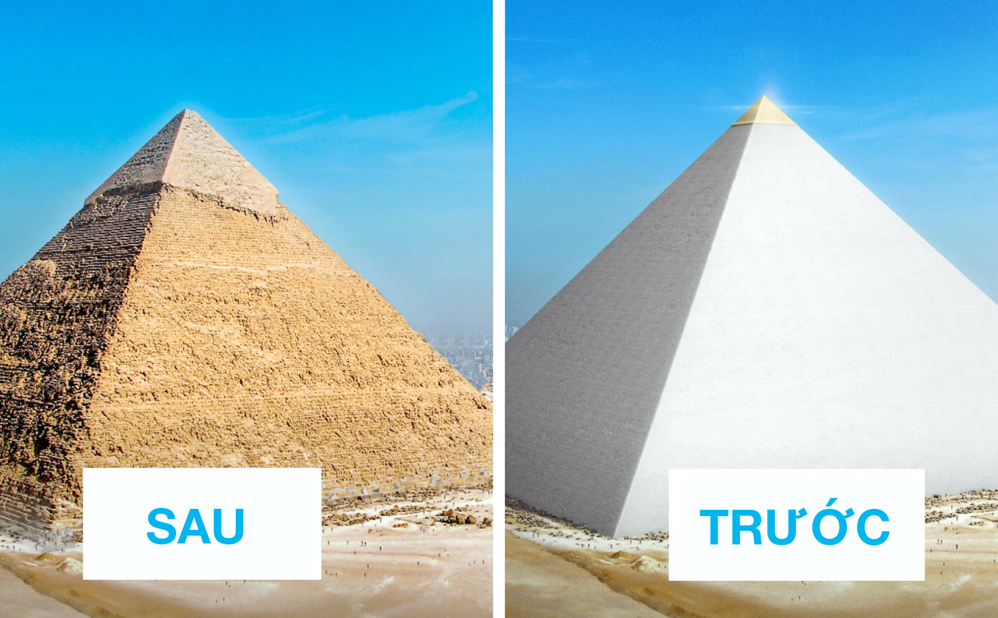 Có thể bạn chưa biết: không như hiện tại, ban đầu kim tự tháp có màu trắng với phần đỉnh dát vàng