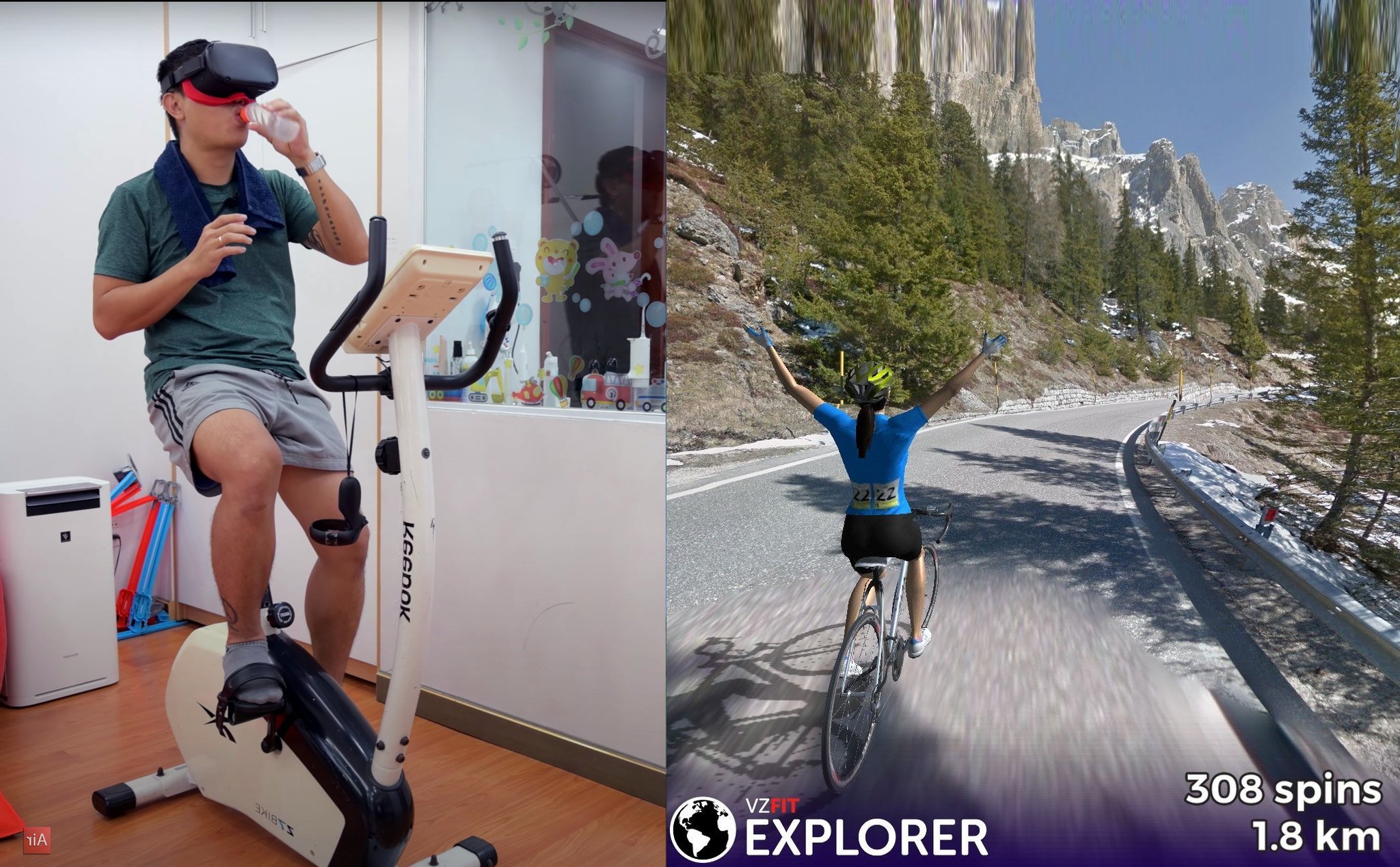 Ở nhà đạp xe tới Thụy Sĩ ngắm cảnh (chơi game VR VZFIT - vừa chơi vừa tập thể dục)