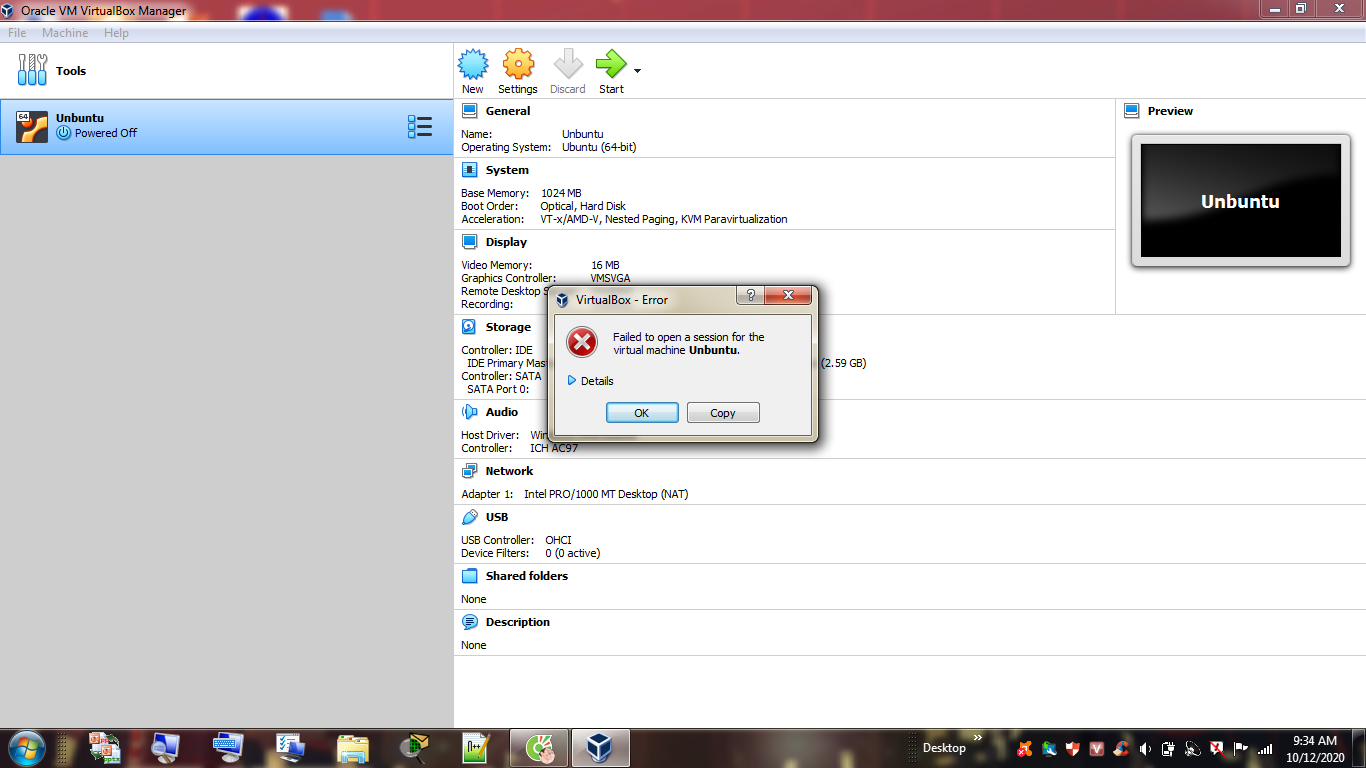 Lỗi cài Ubuntu trên Virtualbox win 7