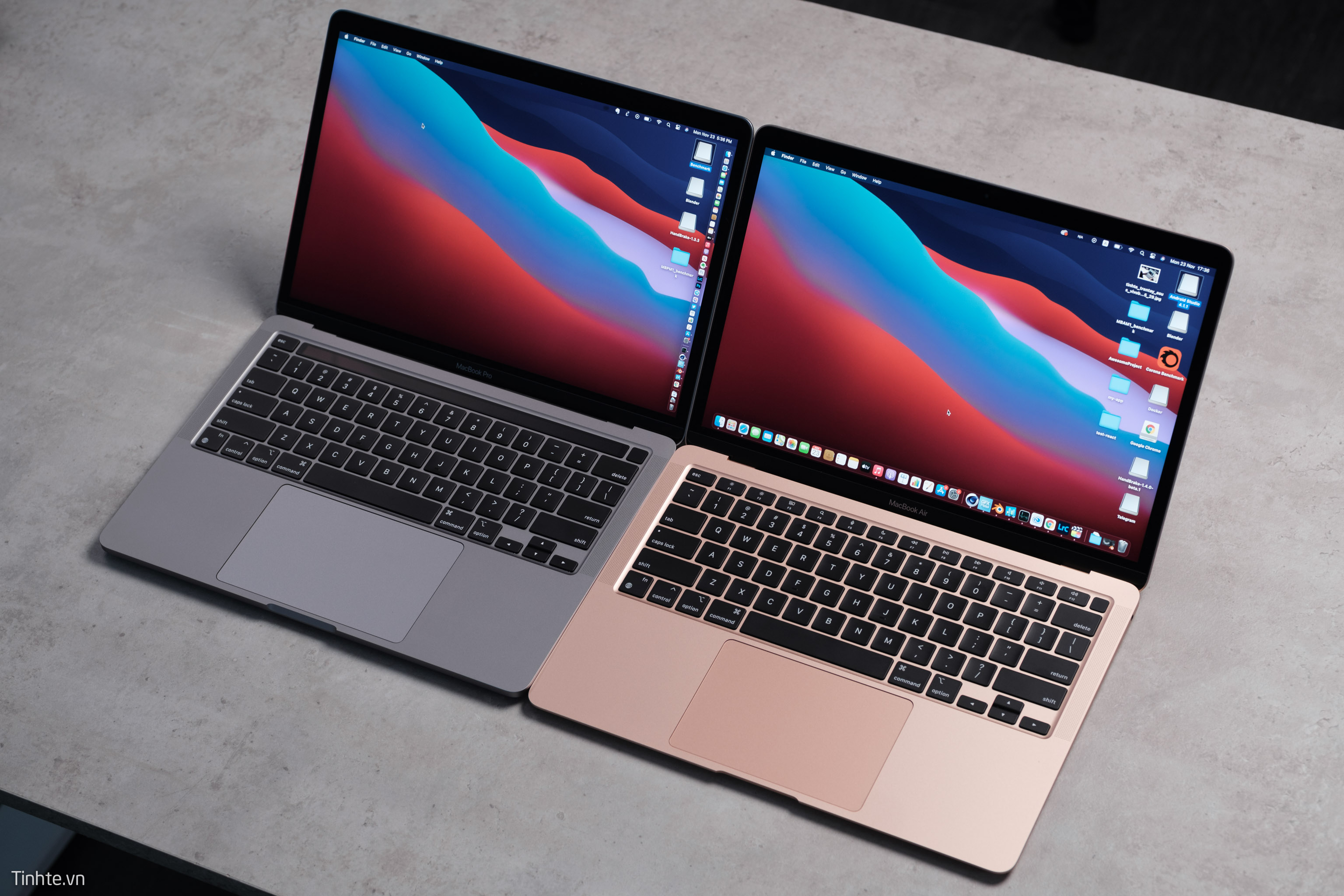 So sánh và benchmark giữa MacBook Pro 13-inch với MacBook Air chạy Apple M1